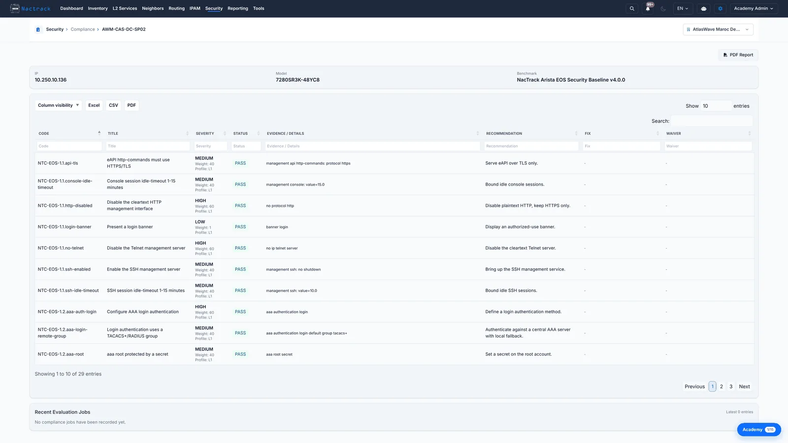 Ouvrir un équipement et lire ses contrôles SNMP