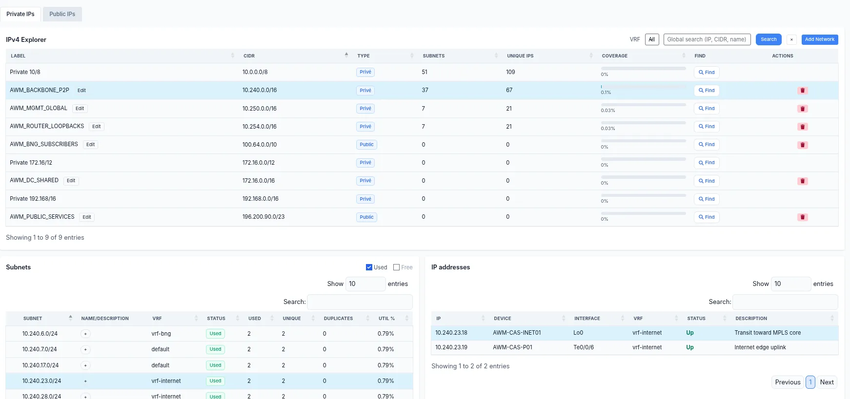 Recherche IP, MAC et DHCP jusqu'au port d'accès, avec le VLAN